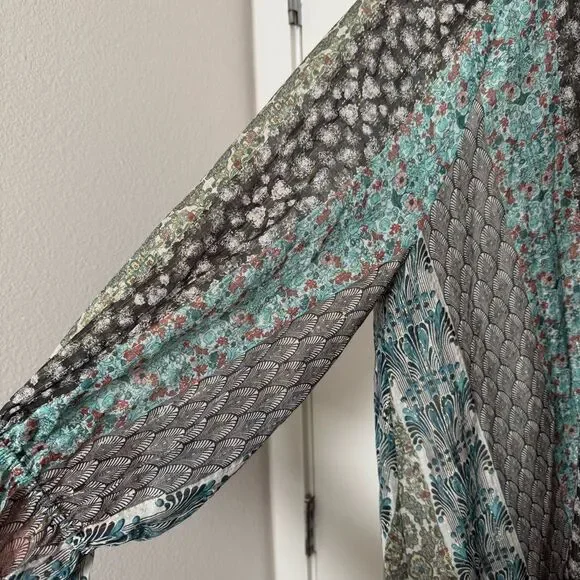 Rachel Zoe Lexi Peasant Top Sz 2 Stripe Print Long Sleeve Tassels Flowy Boho